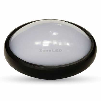 12W LED Full Oval Ceiling Lamp Black Body IP66 White