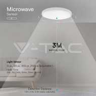 24W LED Dome Light Round Microwave Sensor White Frame 6500K IP44