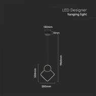 12W LED Designer Hängelampe aus Metall, 280 x 1800 mm, Schwarzes Gehäuse, 3000K