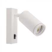 Wall Mounted With GU10 Base SPOT Luminaire White Body and power - turn on / off  button