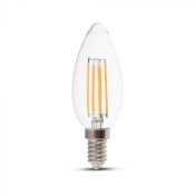 4W LED Bulb Filament E14 Transparent Cover Candle Form 3000K