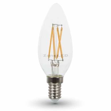 4W E14 LED Lampe Transparent Kerze Filament Chip Warmweiß 2700K 