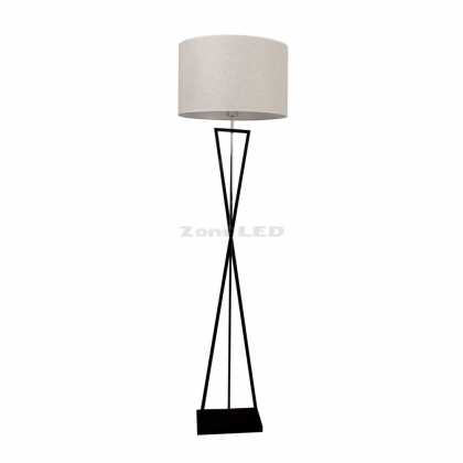 Designer Stehlampe E27 Fassung Mit Elfenbein Lampenschirm RD Schwarz Metall Baldachin + Schalter
