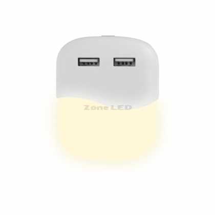 Led 0.45W Led Nachtlampe Quadrat Samsung Chip + USB Ladeanschl?sse 4000K