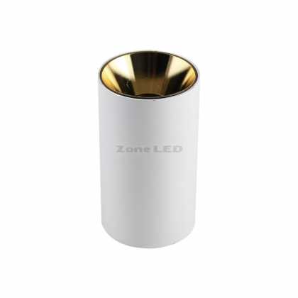 GU10 Holder Cylinder Round Oberflächeninstallation White + Gold Reflector