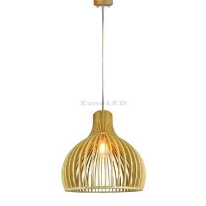 Wooden Pendant Light With Chrome  Decorative CAP CANOPY Lampshade E27 Cone Cave D450mm