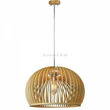 Wooden Pendant Light With Chrome  Decorative CAP CANOPY Lampshade E27  Big Round D450 x 280mm