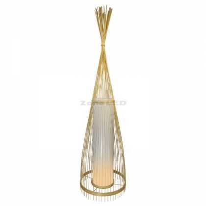 E27 Holder Wooden Floor Lamp With Rattan, Lamp Shade D:300mm x Length 1000mm