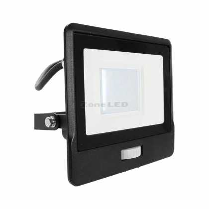 30W LED Light Sensor Floodlight With SAMSUNG Chip Cable 1m  4000K Black Body 