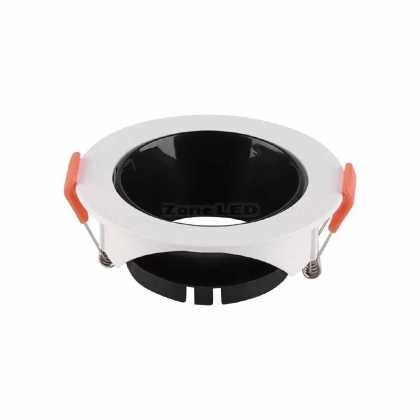 GU 10 Luminaire Round White Frame And Black Reflector