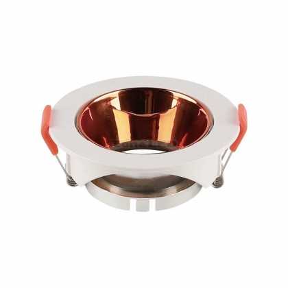 GU10 Luminaire With Round White Body and Rose - Gold  Reflector