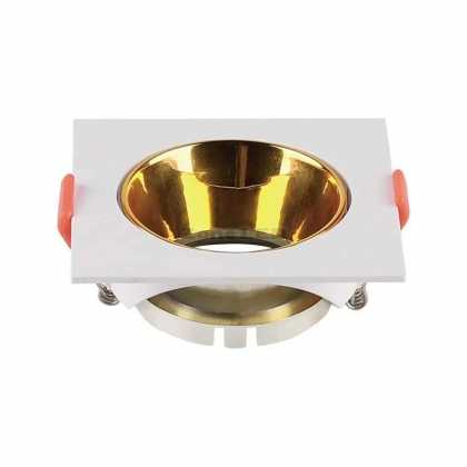 GU10 Luminaire With Square White Body and Gold Reflector