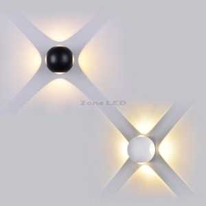 4W-LED Wall Light ( Round ) IP65 Black Body 3000K Light in 4 Direction