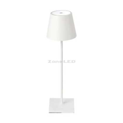 3W LED Table Lamp Rechargeable Touch  Dimmable 4000K - White Body