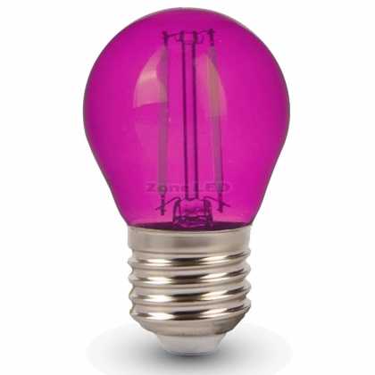 2W G45 E27 LED Glühfaden Lampe Tropfen Rosa Farbabdeckung