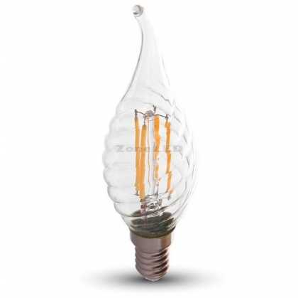 4W E14 Filament Glühfaden Lampe Flammen-Form Transparent 4500K 400 Lumen 300° Abstrahlwinkel
