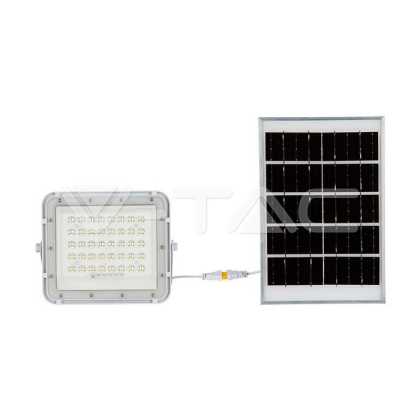 6W LED Solar Floodlight 6400K Replaceable battery 3m cable White body