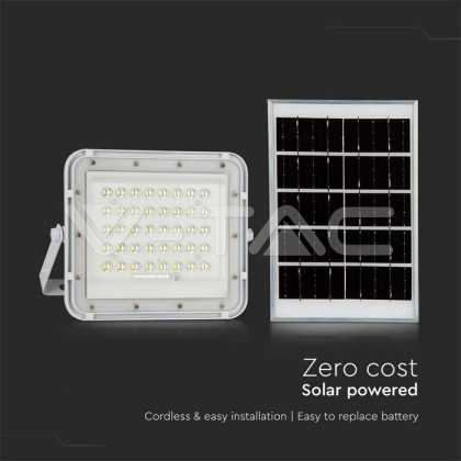 10W LED Solar Floodlight 6400K Replaceable battery 3m cable White body