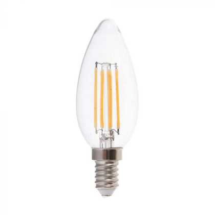 6W CANDLE Form FILAMENT BULB Transparent COVER 6500K E14 133LM/W