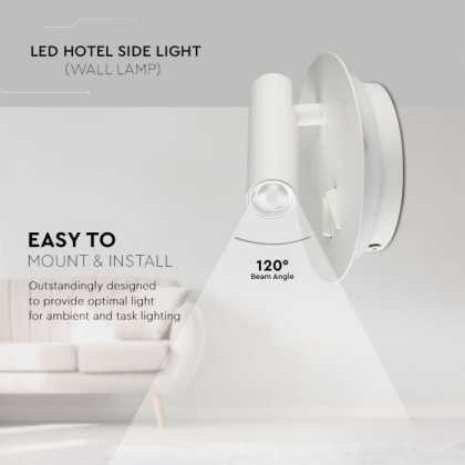 LED 3W+SMD 6W LED Hotel Seitenlicht (WANDLAMPE) 3000K Weiss 