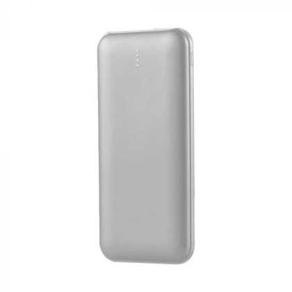 10000 mAh POWER BANK 2A , 30 cm TYP-C Kabel Silberfarben 