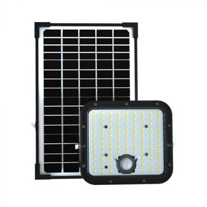 30W LED Solar Floodlight LiFePo Battery 3.7V Black 6400K With Motion Sensor