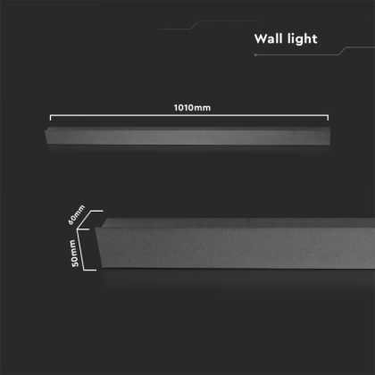 16 W lineare LED-Wandleuchte (1010 x 60 x 50 mm), 4000 K schwarzes Gehäuse, IP65
