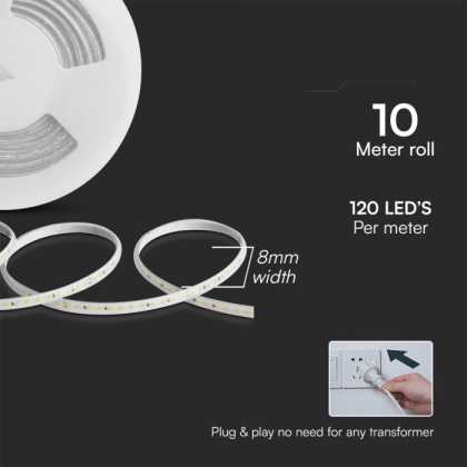 LED Strip Light Set 10W  SMD2835 121LEDs 6500K 10m/SET 220V