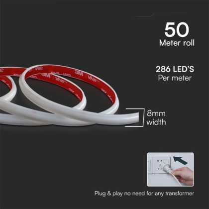 LED 2025 COB Strip Light Set 12W 286Leds/m 3000K 50m/SET 220V