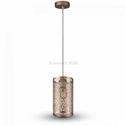 Pendant Cylinder Light Lace Champagne Color E27 Gold Canopy
