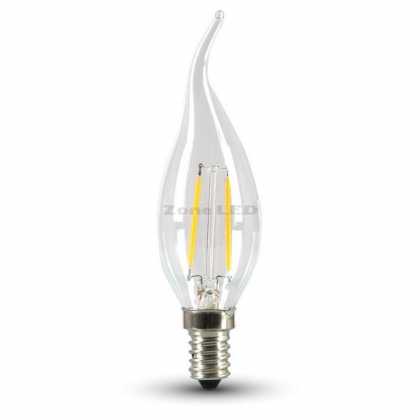 2W E14 Filament Glühfaden Birne Lampe Flammen-Form Klar 2700K Warmweiß 210 Lumen 300° Abstrahlwinkel