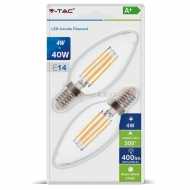 LED Bulb - 4W Filament E14 Candle Clear Cover 2700K 2PCS/Blister Pack