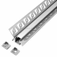 Aluminiumprofil für LED-Streifen mit Außenwinkelprofil für Einbau mit Gipsputz - 2000mm Länge