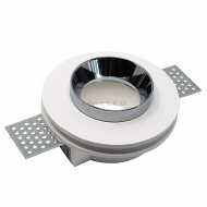 1XGU10 Weiß Gips Einbauleuchte mit Chrome Metall Cilinder - rund