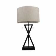 Designer Tischlampe-E27 Mit Elfenbein Lampenschirm, runde fürm, schwarzes Metalldach + Schalter