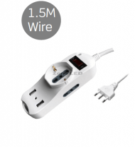 ITALIENISCH Mehrfachadapter mit 1,5 m Kabel - ?berlastschutz - USB (Polybag + Kard) Weiss
