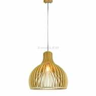 Wooden Pendant Light With Chrome  Decorative CAP CANOPY Lampshade E27 Cone Cave D450mm
