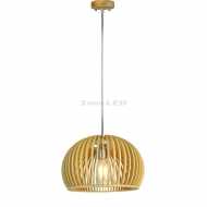Wooden Pendant Light With Chrome  Decorative CAP CANOPY Lampshade E27  Big Round D330x220mm