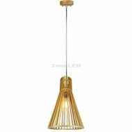 Wooden Pendant Light With Chrome  Decorative CAP CANOPY Lampshade E27  Small Cone D250 x 450mm