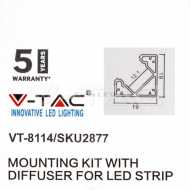 Montage KIT mit Diffusor für LED-Streifen - für Eckmontage 2000x18.2x14.4  mm Schwarzes Gehäuse