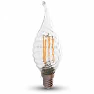 4W E14 Filament Glühfaden Lampe Flammen-Form Transparent 4000K 400 Lumen 300° Abstrahlwinkel