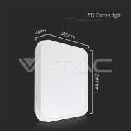 48W LED Surface Dome Light  Square White Frame 6500K IP44