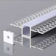 LED Strip Mounting Kit With Diffuser Aluminum 2000 x 55 x 15mm Silver Body