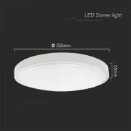 18W LED Dome Light Round  White Frame 4000K IP44