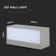12W LED With Large Light beam in two directions, 3000K Grey Body, Outdoor IP65