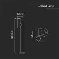2x2.6W 2 Way Spot Bollard Light(129x159x1000mm) 3000K Black  Body IP44