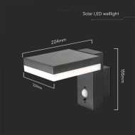 5.5W LED Solar Wall Lamp SMD With PIR Sensor Square IP44 3000K