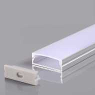 LED Strip Mounting Kit With Diffuser Aluminum 2000x30x10mm Silver Body