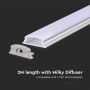 LED Strip Mounting Kit with Diffuser Silver Housing Flexible 2000*18*6mm