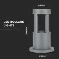 10W LED Bollard Light Grey Body 25cm Height CREE Chip 3000K